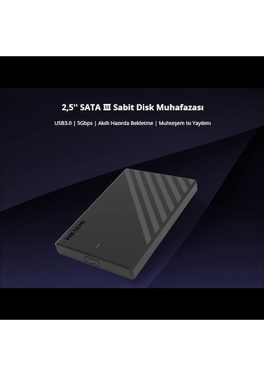 Hıksemı Hs-hub-mhb201, Usb3.0, 2,5" Disk Kutusu. Ssd Ve Hdd Destekler, 5gbps, Siyah, Win, Mac-os, L