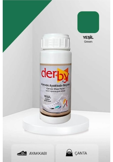 Derby Yeşil Kanvas - Bez / Kumaş Ayakkabı Boyası 100 Ml Yeşil