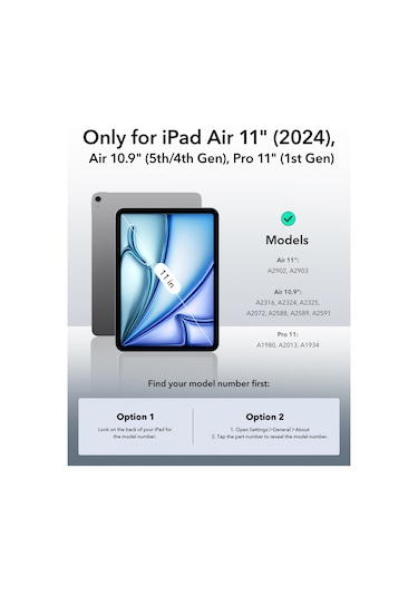 Apple iPad Uyumlu  Air 11 2024 Rebound Manyetik Tablet Kılıfı - Yeşil Kapaklı Kılıf