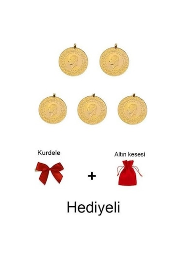 Vıctorıa Gold 5 Adet Yarım Altın -yeni Tarihli Kulplu 22 Ayar