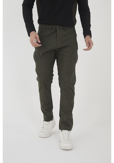 Camp Scoutland Camp594 Outdoor Softshell Su Ve Rüzgara Dayanıklı içi Polarlı Kışlık Erkek Haki Taktik Pantolon Haki