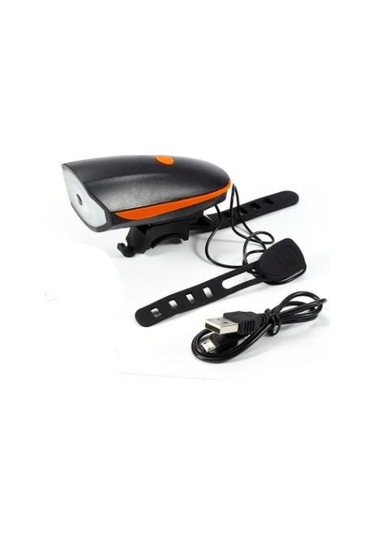 Xbyc 6163 Usb Şarjlı 250 Lümen 140 Db Yüksek Sesli Bisiklet Ön Farı Ve Korna Turuncu