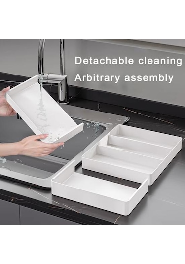 Teleskopik Sofra Saklama Kutusu Sınıflandırma Organizasyonu Genişletilebilir Büyük Kap Çok Bölmeli Sofra Tepsisi Kaşıklık 56873469
