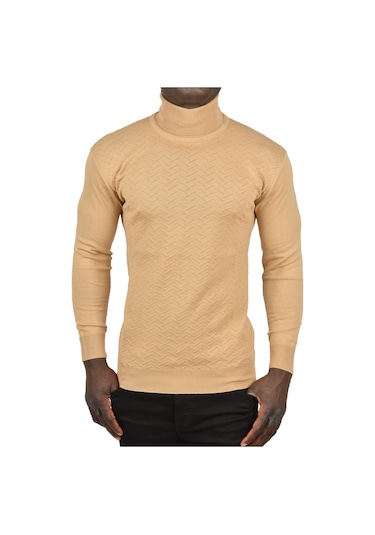 Deepsea Erkek Camel Zigzag Desenli Tam Balıkçı Yaka Dar Kesim Boğazlı Triko Kazak 2505497 Camel Deepsea Erkek Camel Zigzag Desenli Tam Balıkçı Yaka Dar Kesim Boğazlı Triko Kazak 2505497 Camel