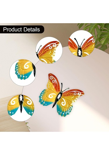 Suntek Metal Kelebek Duvar Dekoru Sanatı Heykeli Yatak Odası 24cmx17.5cm