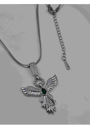 Çağla Şikel Ema Model Anka Kuşu Çelik Kolye Gümüş