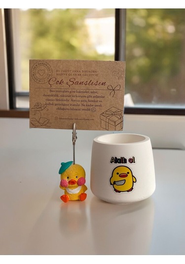 Komik Akıllı Ol Temalı Civciv Baskılı Ve Civciv Not Tutacağı Hediyelik Ofis Seti