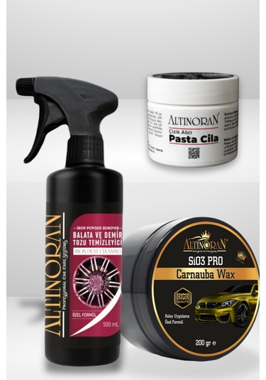 Altınoran Profesyonel Boya Koruma Seti - Demir Tozu Sökücü + Çizik Giderici Pasta Cila + Sio3 Pro Seramik Wax