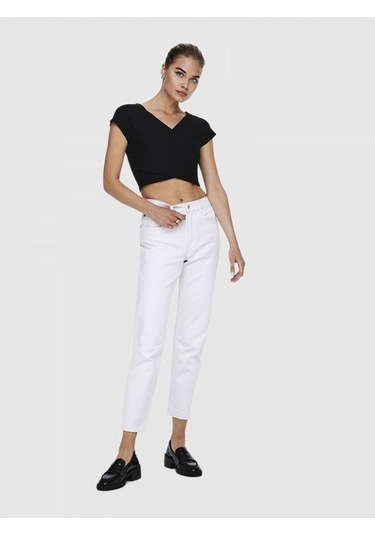 Only Kadın Siyah Short Top Çapraz Crop - 15230889 001
