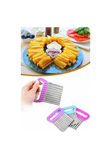 Qniay Şekilli Sebze ve Meyve Dilimleme Tırtıklı Patates Dilimleme Çok Renkli