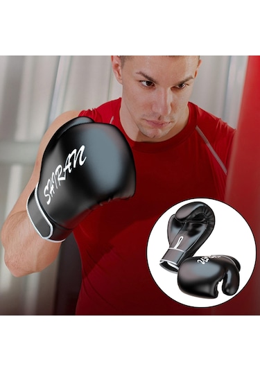 Boks Antrenman Eldiveni Müsabaka Muay Fight Boks Torbası Eldiveni 8oz Siyah