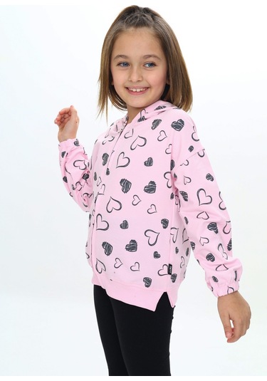 Toontoy Kız Çocuk Kapüşonlu Hırka Füme