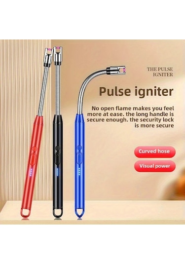 Elmpaly Usb Şarj Edilebilir Kırmızı Üçgen Kanca Puls Ark Çakmak Kamp Ocağı Altın