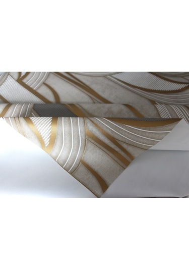 Elyaf Silinebilir Pvc Muşamba Masa Örtüsü 1251-1 Metalikçizgi Altın
