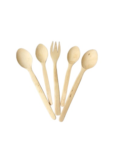 Uretti - Semra 8350 8788 Hakiki Şimşir 5'li Pişirme Ve Servis Seti Krem