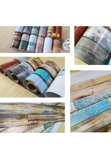 Dancemonkey Su Yalıtımlı Kendinden Yapışkanlı Ahşap Desenli Pvc Duvar Kağıdı - 5m X 20cm Su Geçirmez Desenli Ahşap Duvar Kağıdı Diğer