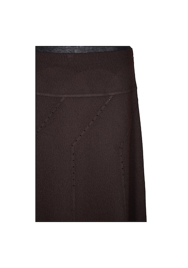 Hesna Kadın Seher Kışlık Büyük Beden Taşlı Astarsız Latikli Kahve Etek Kahverengi