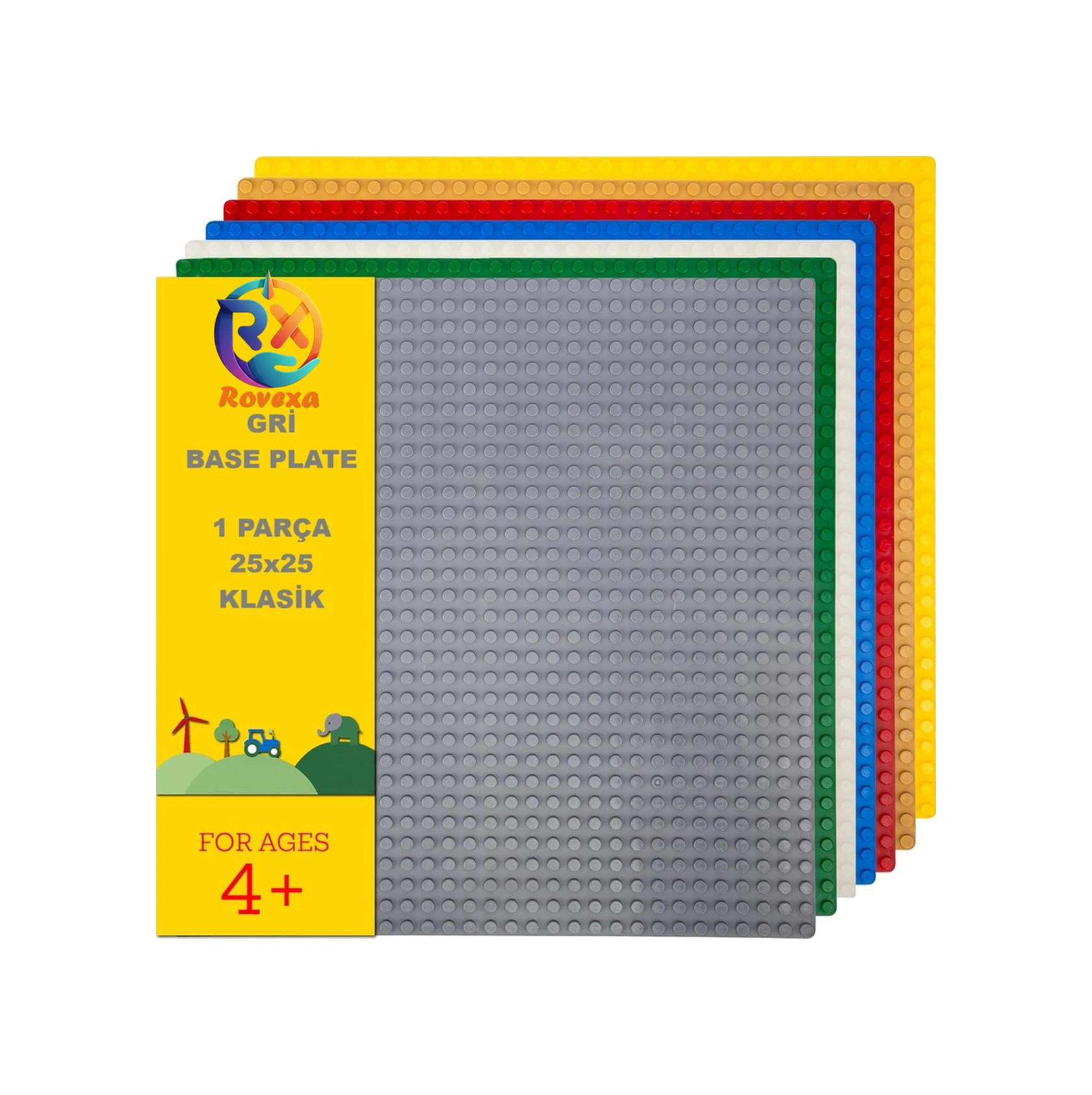 Classic Gri Plaka, Yapı Taşı Zemin, 3+ Yaş, 1 Parça, 25x25cm, Bpa Free, Eğitici Oyuncak, Yaratıcı Öğrenme