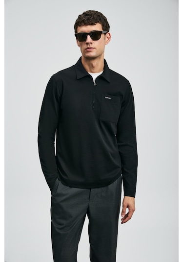 Lufian Erkek Lucas Smart Polo T-shirt 112040043 Siyah Siyah