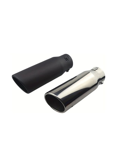 Besthome1 Siyah Renk 2.5 İnç Giriş 3 İnç Çıkış 22cm Paslanmaz Çelik Oto Egzoz Ucu