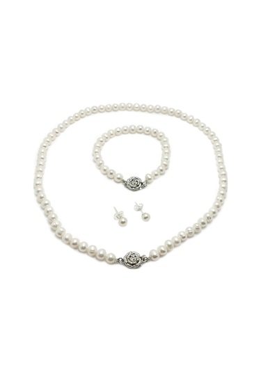 Chavin Doğal İnci Kolye Küpe Bileklik Özel Kutulu Set Ep96by