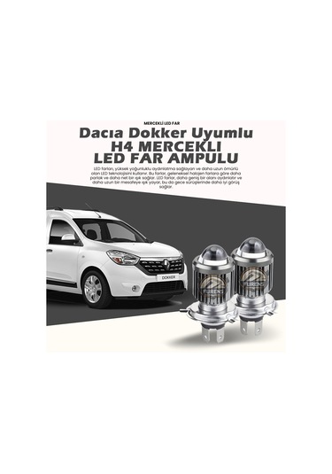 Dacia Dokker Için Uyumlu Şimşek Etkili Mercekler Led Xenon Far Çift Renk
