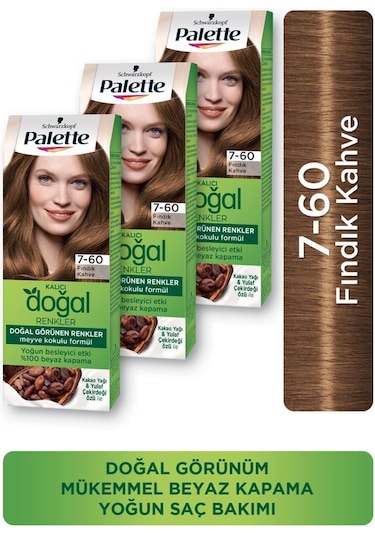 Palette Kalıcı Doğal Renkler Saç Boyası 7-60 Fındık Kahve X 3 Adet