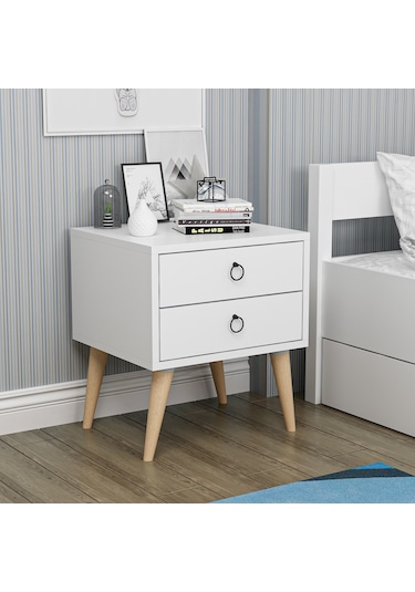 Dekorosso Merlin 2 Çekmeceli Komodin  Beyaz