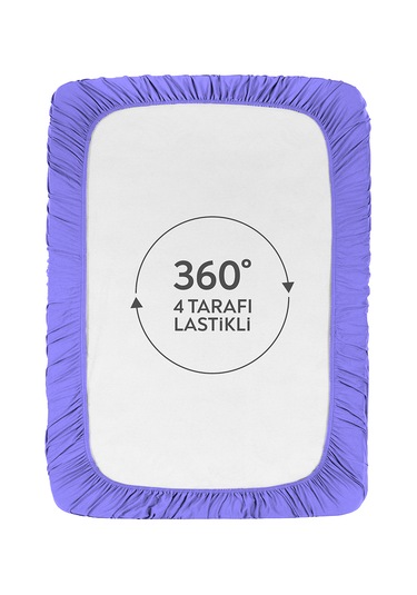 %100 Pamuklu Tek/çift Kişilik Lastikli Çarşaf Fitted Jersey Penye Çarşaf Lila