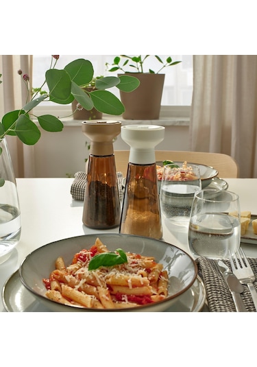 2 Adet Baharat Öğütücü, MeridyenDukkan Cam-Kahverengi Amber Renk 19 cm, 2 Parça Baharat Değirmeni Modern