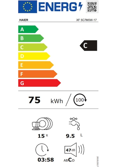 Haier XF 5C7M0W-17 8 Programlı 15 Kişilik Wi-Fi + Bluetooth Bağlantılı Bulaşık Makinesi