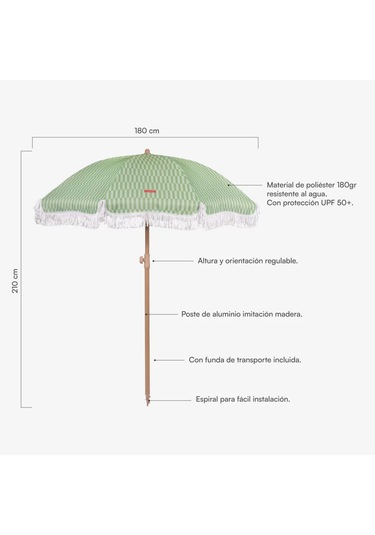 Flamingueo Caramel Plaj Ve Bahçe Şemsiyesi Yeşil Yeşil