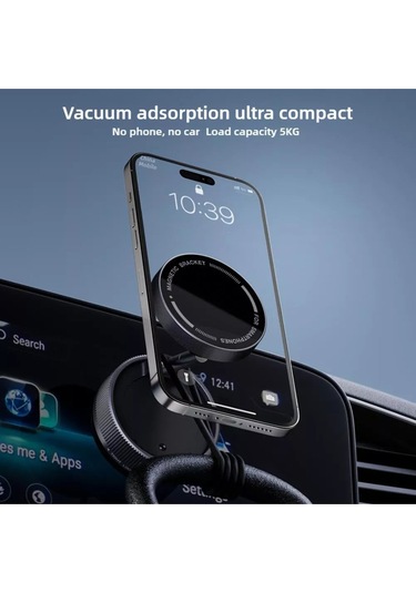 Vakum Manyetikli Araç İçi Telefon Tutacağı Tüm Telefonlara Uyumludur Siyah
