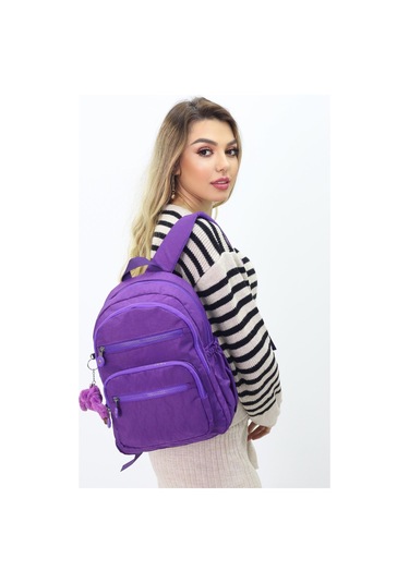 Sevimli Peluş Figürlü Günlük Kadın Sırt Çantası Şık, Kullanışlı, Okula Ve Seyahate Uygun Mor