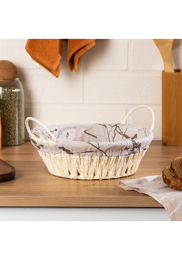 Porsima Mio-020 Hasır Görünümlü Yuvarlak Ekmek Sepeti Beyaz
