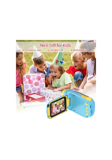 Mufunye C16 1080p Çocuklar İçin Mini Dijital Kamera, 2000w Piksel, 2.4 İnç Ekran, Mavi, Eğlenceli Fotoğraf Ve Video Çekimi Mavi