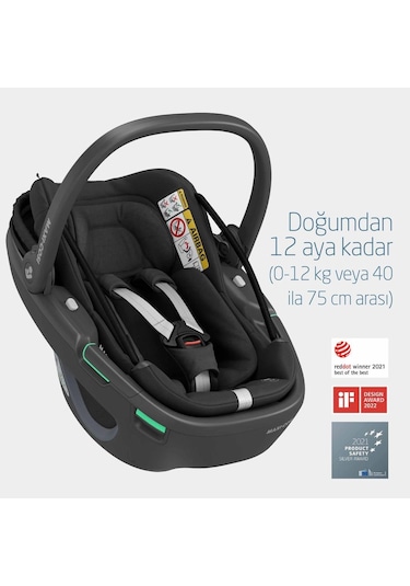 Maxi-Cosi Coral 360 Dönebilir 2'si Bir Arada Modüler Ana Kucağı ve Oto Koltuğu Essential Black