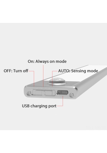 Vkemall 23.5cm Led Klozet Işığı, İnsan Hareket Sensörlü, Usb Şarjlı, Yüksek Parlaklık, Dolap/koridor/umut İçin Uygun, Beyaz Işık