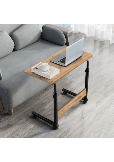 Yükseklik Ayarlı Laptop Sehpası Çalışma Masası - Çam (Tekerli) Atlantik Çam
