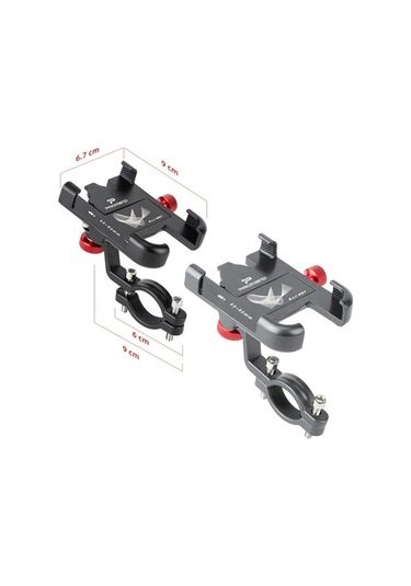 Ebitda Promend Sjj-297 Alüminyum Bisiklet Cep Telefonu Braketi, Titanyum Gümüş, Döndürme Ayarlanabilir, 360 Eksen, Geniş U Gümüş