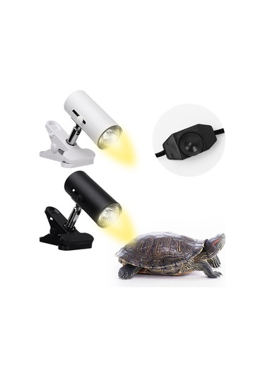 Yifomall Kara Renk E27 Vidalı Sürüngen Isı Lambası - 50w Ampül Dahil - Rotatif Bağlantı - Güneş Işığı Simülasyonu - Avrupa Standartı Siyah