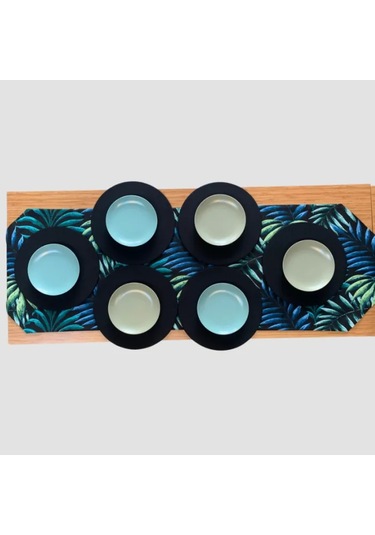 Uretti - Nebile 2034 - El Yapımı Siyah Runner - 6'lı Supla Amerikan Servisi Takım Siyah