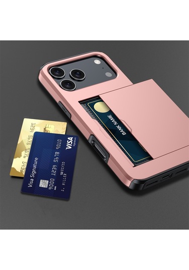 Snapbuy, İphone Uyumlu İçin Kredi Kartı Bölmesi Olan Cüzdan Kılıfı  İphone Uyumlu 16e Rose Gold