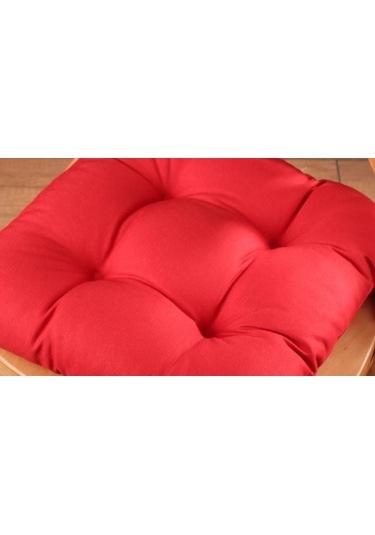 Altınpamuk Altınpamuk 4'Lü Lüx Pofidik Kırmızı Sandalye Minderi Özel Dikişli
