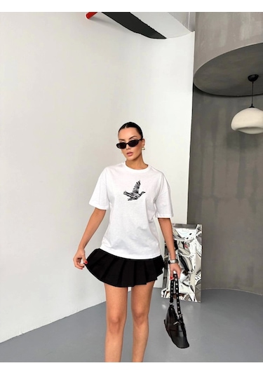 Efnaz Style Kısa Kol Baskılı T-shirt - Beyaz