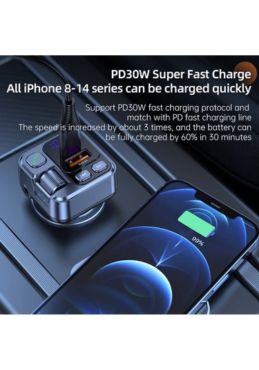 Liangmei Bluetooth 5.1 Araç Fm Verici Araba Mp3 Stereo Müzik