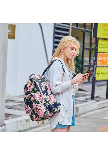 Çiçek Sırt Çantası Kadın Ortaokul Öğrencisi Okul Çantası Bilgisayar Bayan Çantası Büyük Kapasiteli Diğer