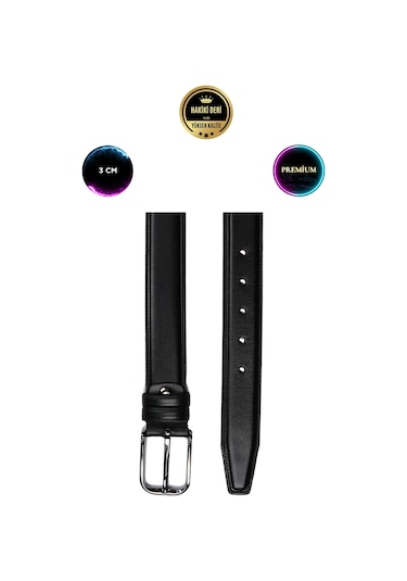 Hakiki Deri Siyah Premium 3 Cm Erkek Kemer Kumaş Siyah