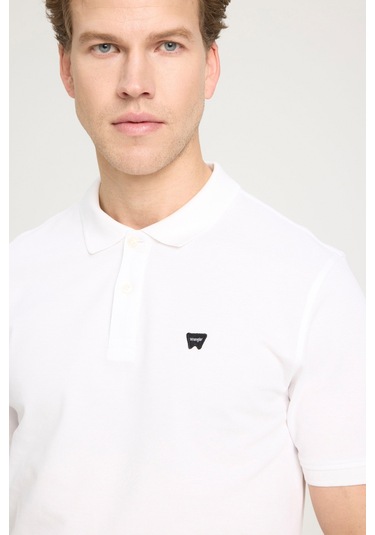 Wrangler Kısa Kollu Polo T-shirt Beyaz Erkek Kısa Kol T-shirt 000000000101989664 Beyaz