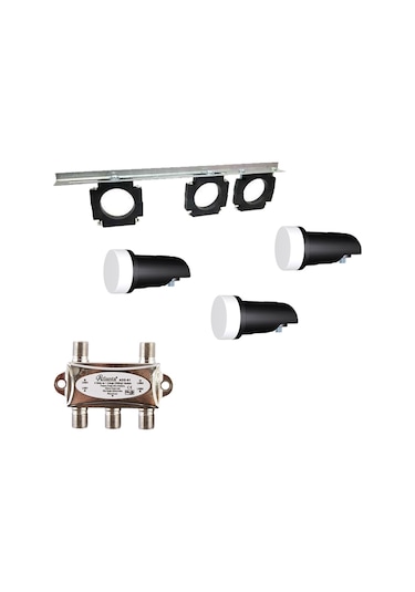 Atlanta 3'lü LNB Aparatı + 3 Adet Inverto Single LNB + Ads-01 1/4 Diseqc Switch